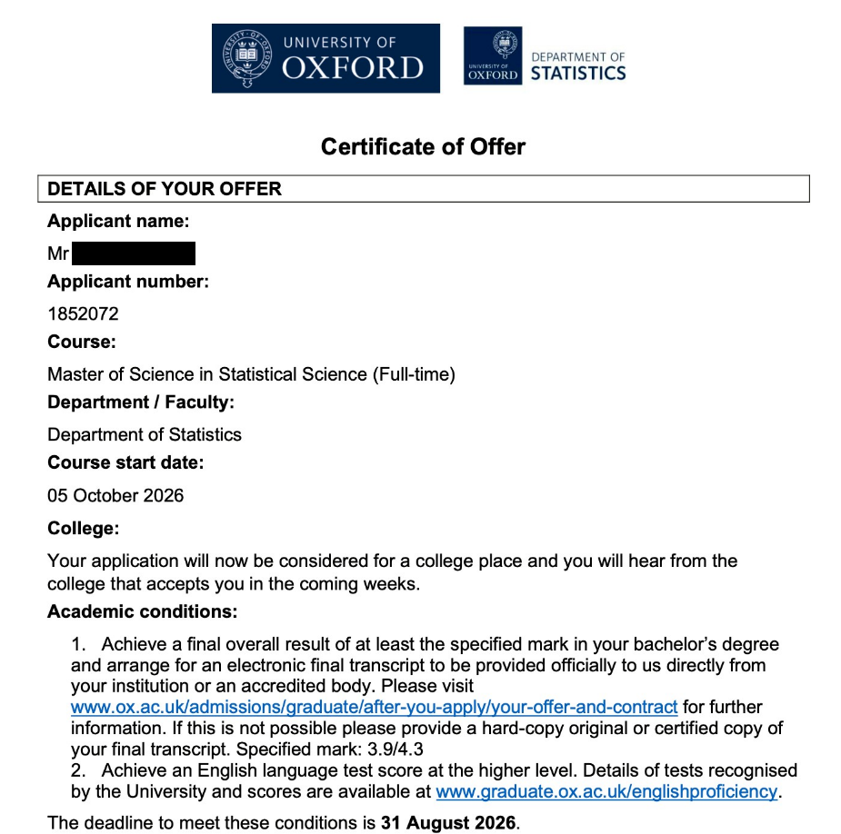 Oxford Admission